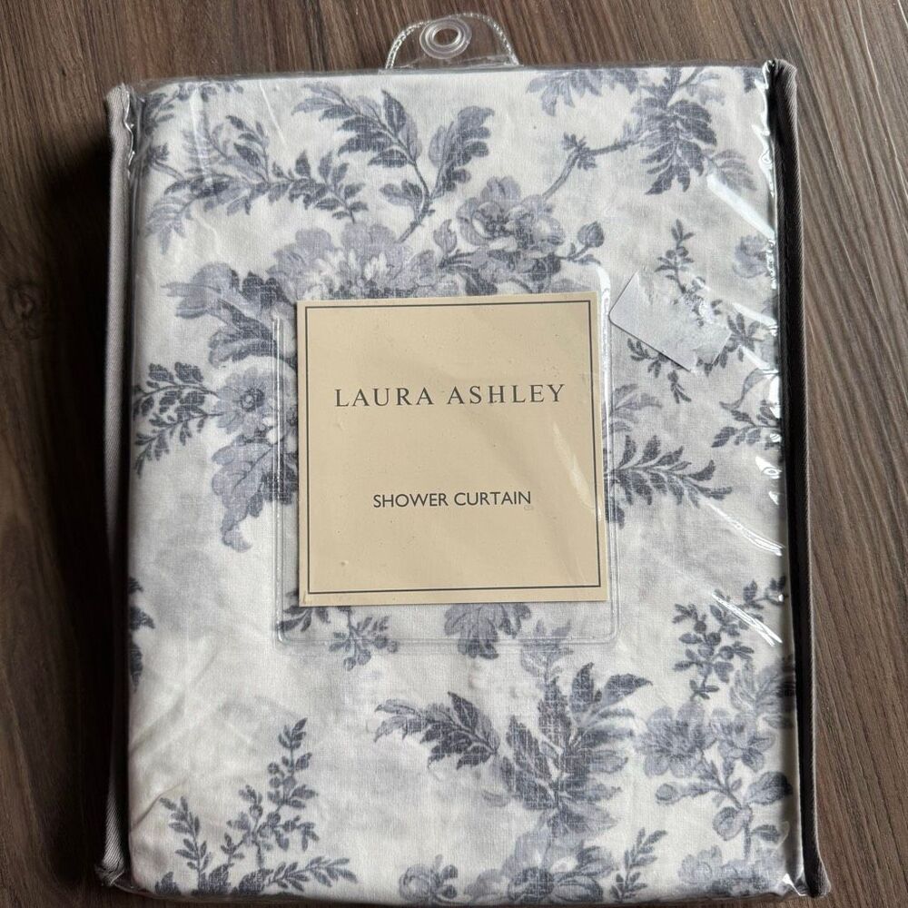 Laura Ashely 72” x 72” Shower Fabric Curtain Floral Premium Quality 100% Cotton